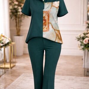 Stylish Green Women's 2pc pant set (M)